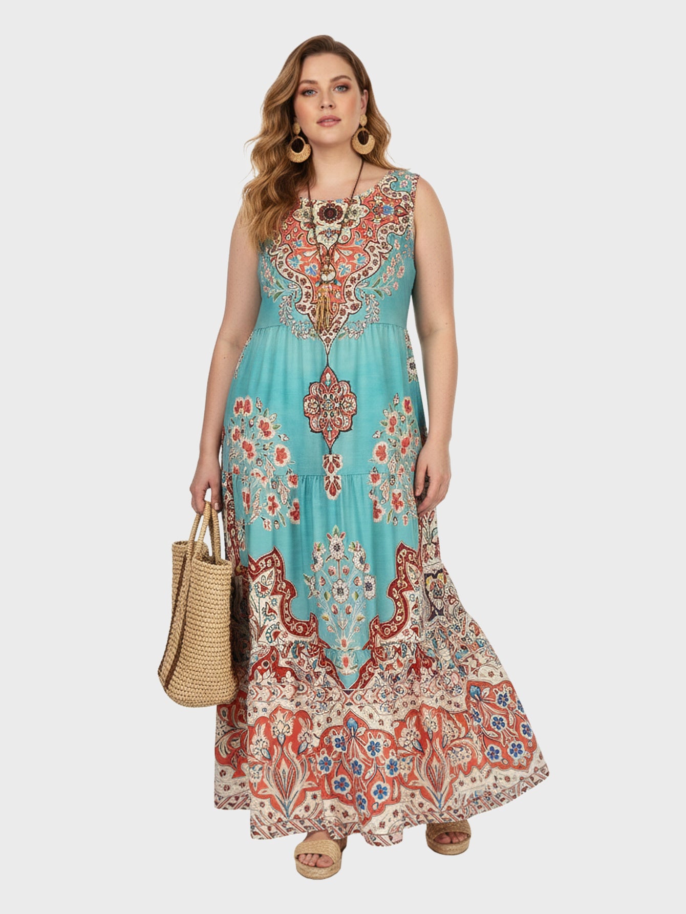 Lapa Plus Women's Bohemian Ethnic Print Vacation Dress