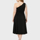 Lapa Plus Women's Elegant Sloping Shoulder Black Dress