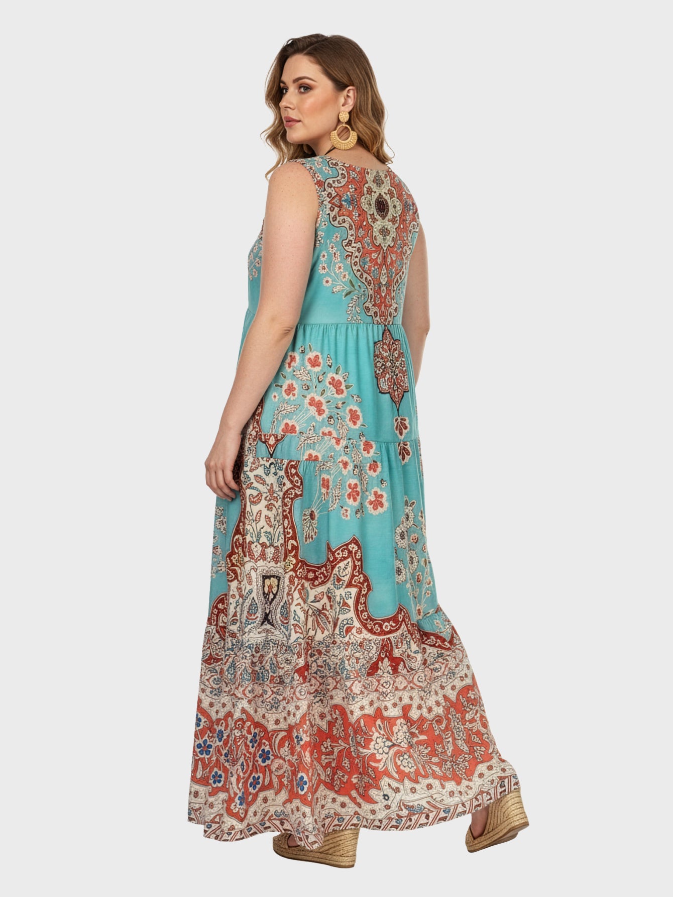 Lapa Plus Women's Bohemian Ethnic Print Vacation Dress