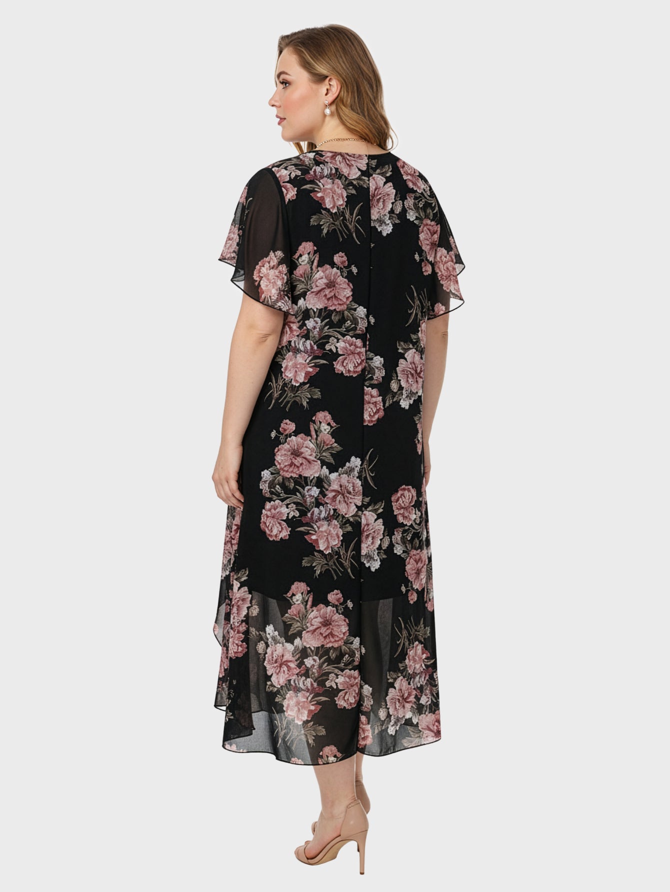 Lapa Plus Women's Asymmetric Floral Print Two-piece Dress