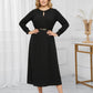 Lapa Plus Women's Flowy Round Neck Cut-Out Dress with Belt Accent