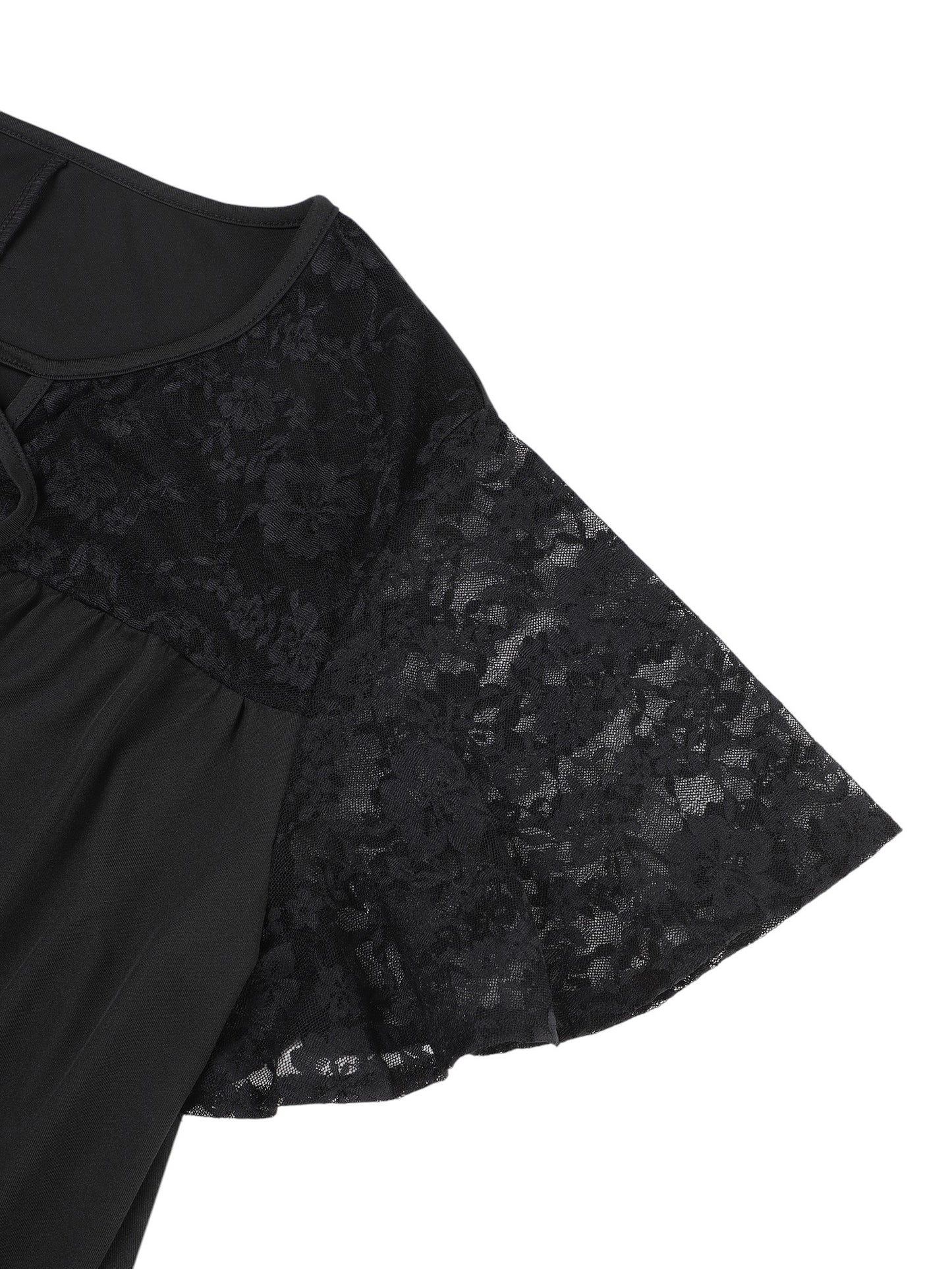 Lapa Plus Women's Casual Bow tie-up Ruffle Top