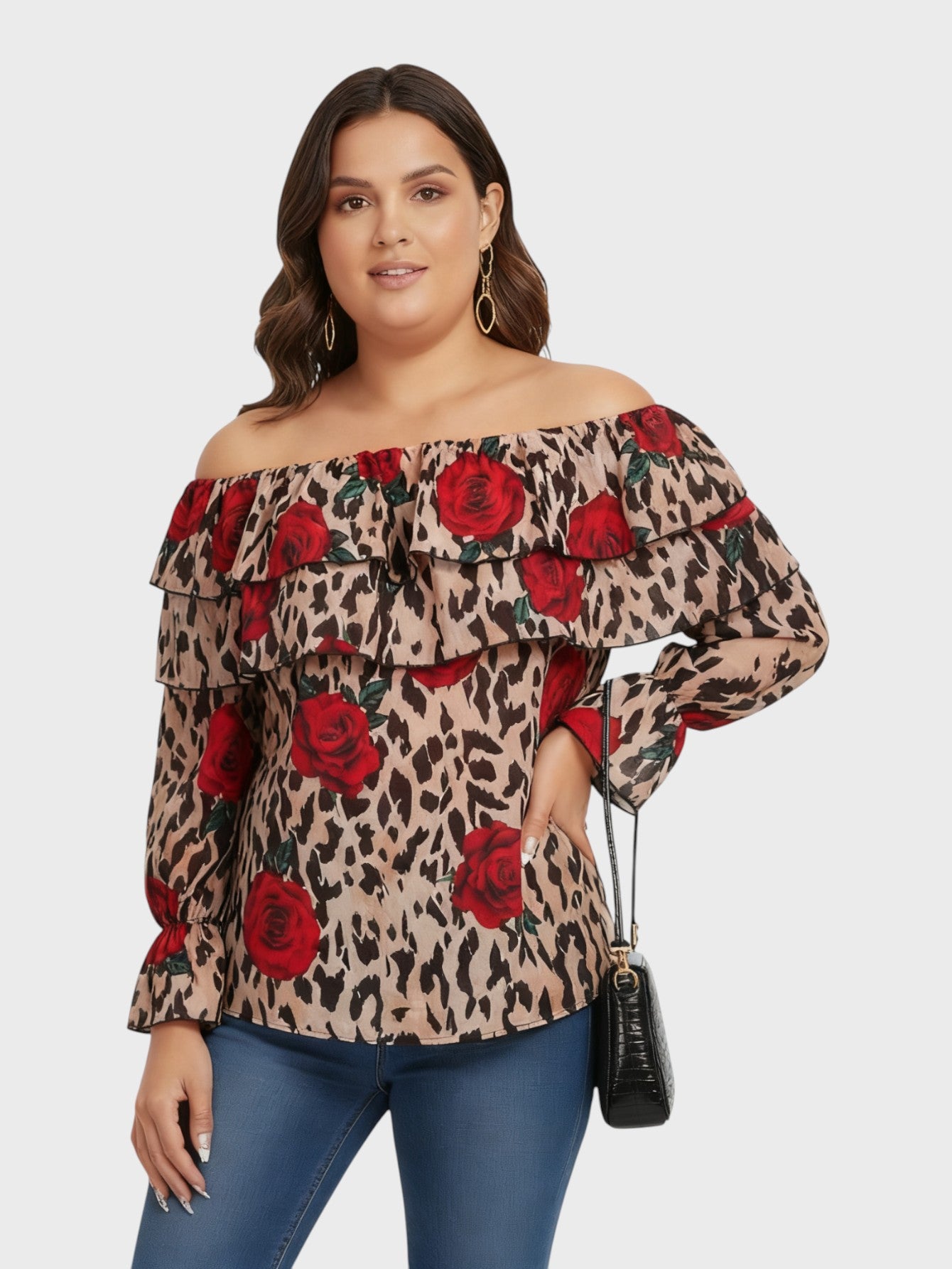 Lapa Plus Women's Fall Winter Grey V-Neck Shirt Tops