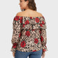 Lapa Plus Women's Casual Leopard Print Rose Floral Bardot Top