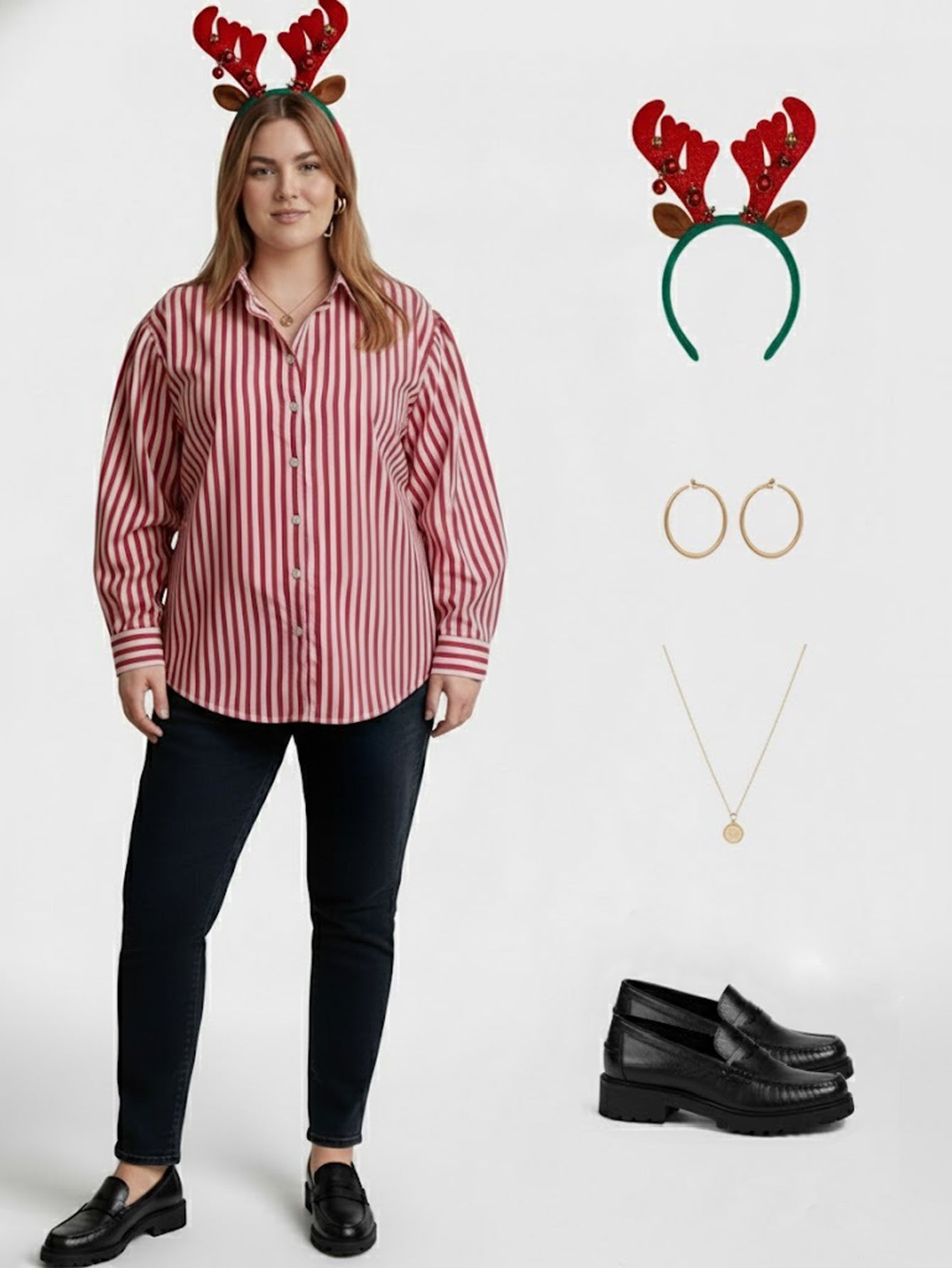 Lapa Plus Women's Christmas Red Striped Top