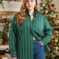 Lapa Plus Women's green striped Christmas top