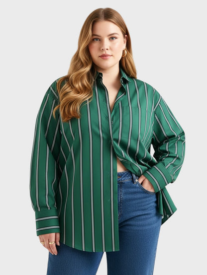 Lapa Plus Women's green striped Christmas top