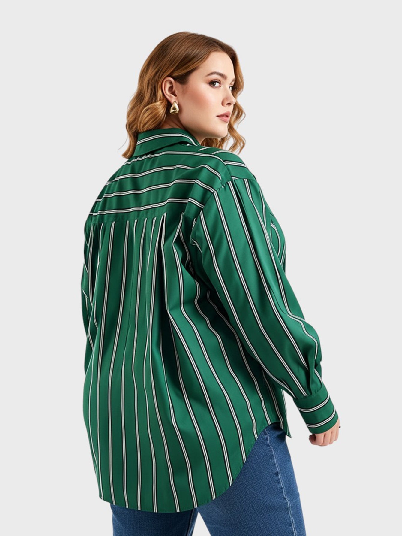 Lapa Plus Women's green striped Christmas top