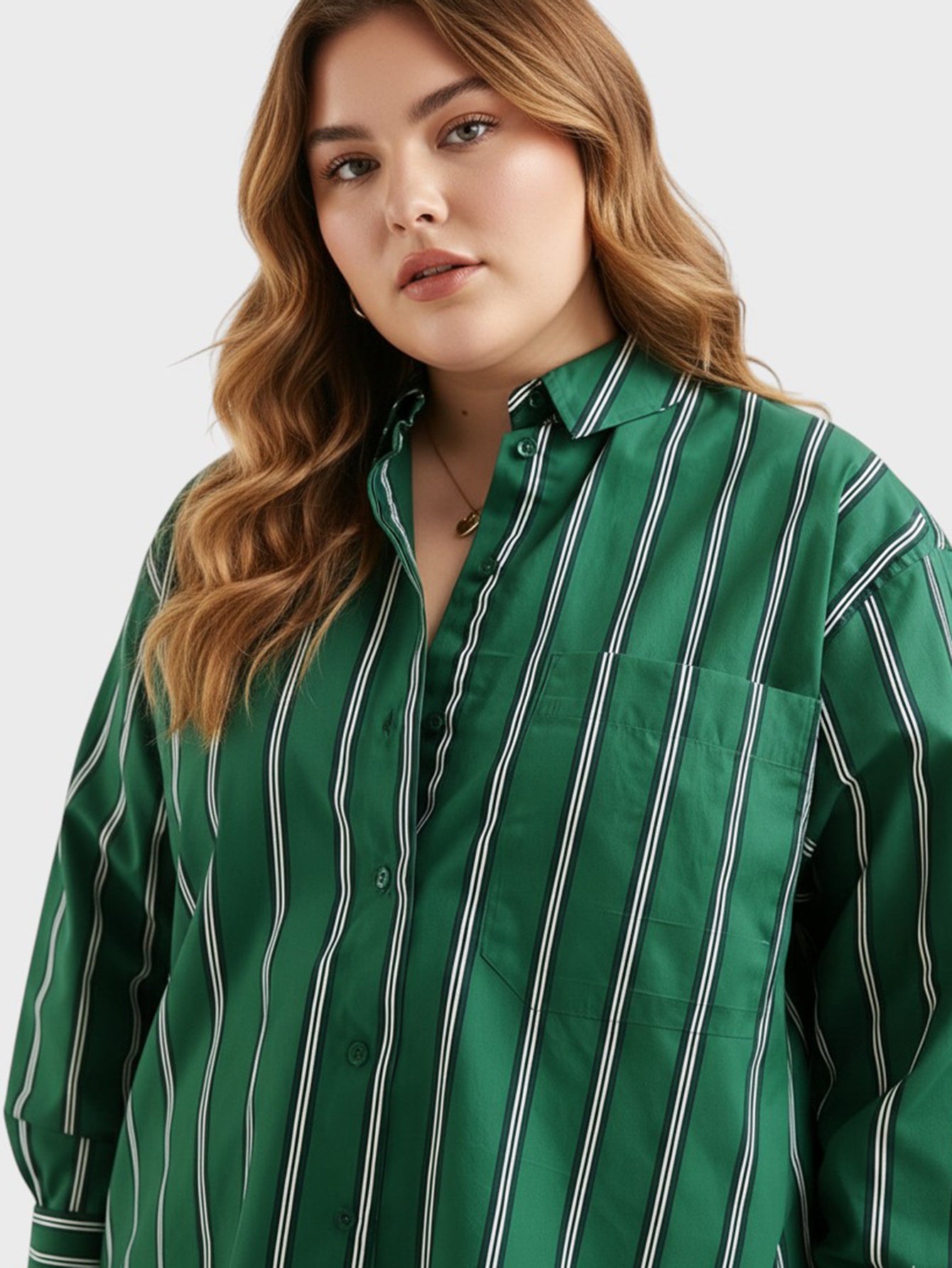 Lapa Plus Women's green striped Christmas top