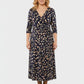 Lapa Plus Women's V-Neck Leaf Print Tie-Waist Dress