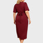 Lapa Plus Women's Elegant V-Neck Dress with Back Tie Detail