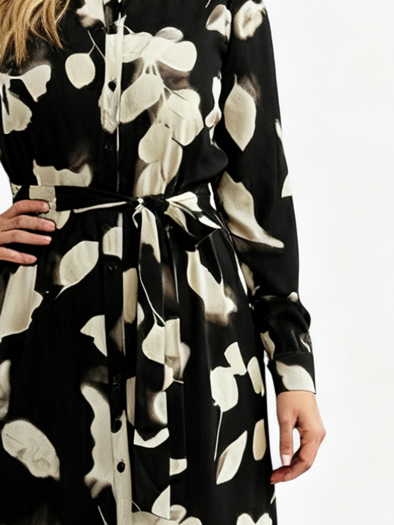 Lapa Plus Women's Black and White Printed Dress