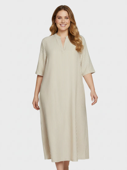 Lapa Plus Women's Casual Day With 3/4 Sleeve Shirt Dress