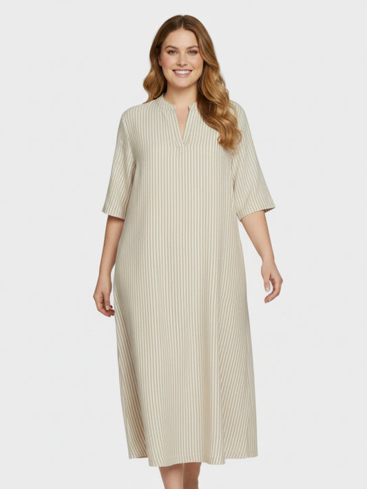 Lapa Plus Women's Casual Day With 3/4 Sleeve Shirt Dress