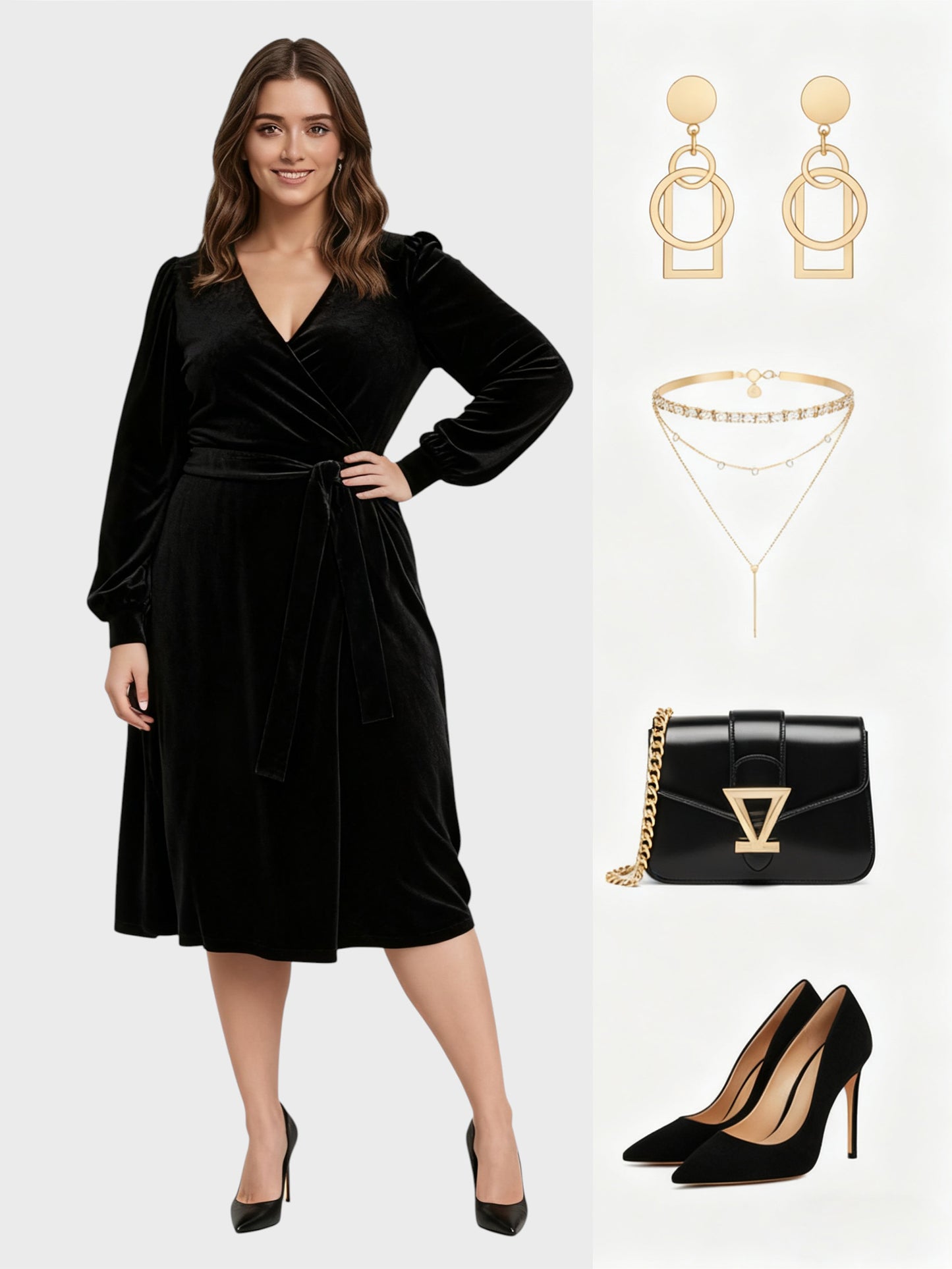 Lapa Plus Women's Velvet Tie-Waist Dress