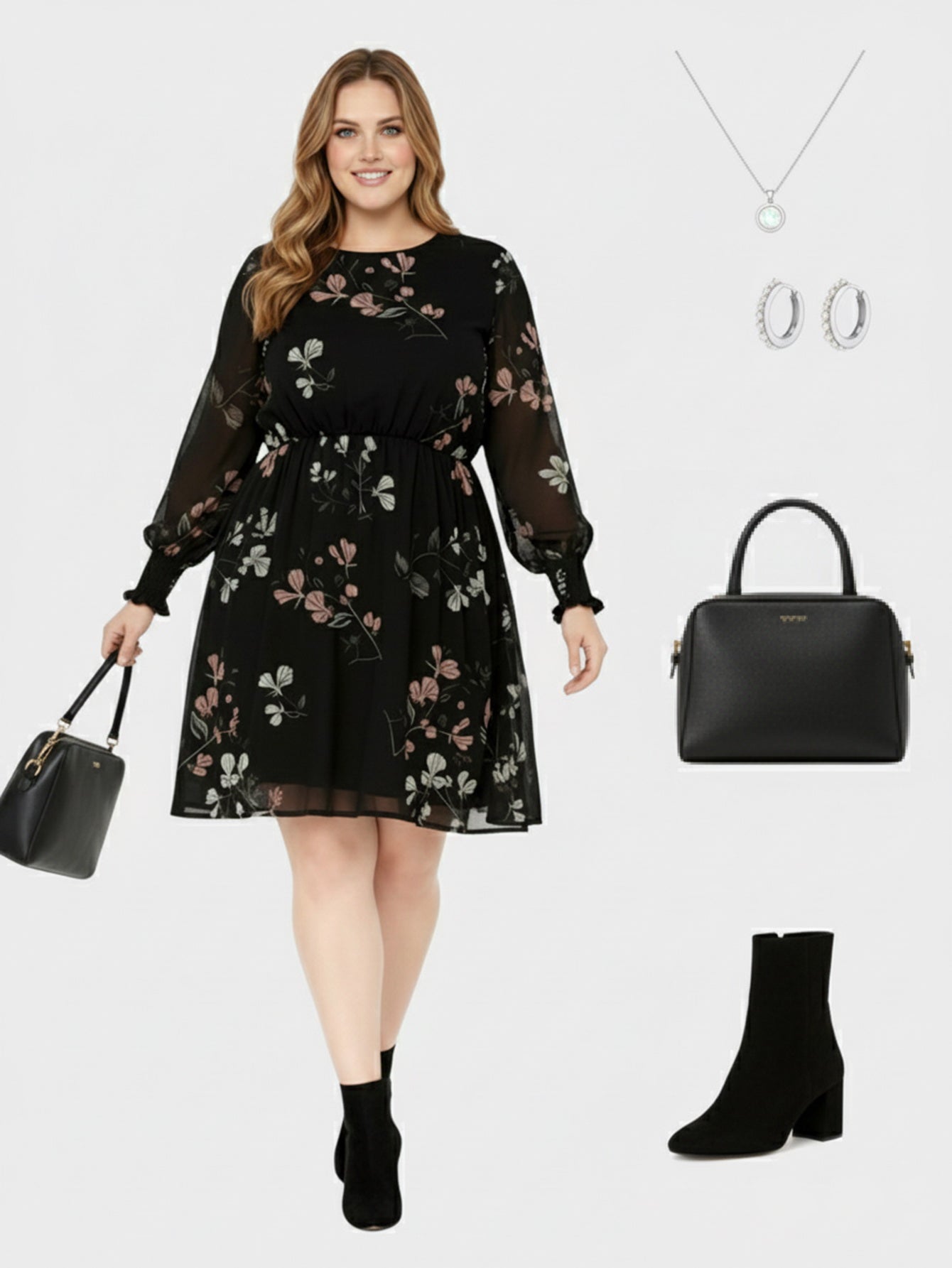 Lapa Plus Women's Plant-Printed Chiffon Dress