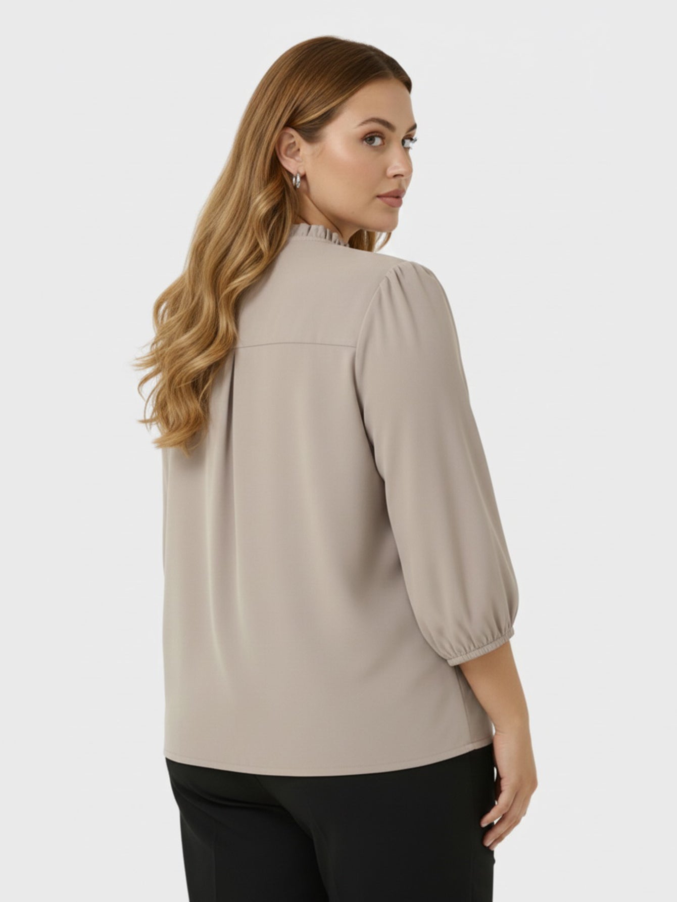 Lapa Plus Women's Fall Winter Grey V-Neck Shirt Tops