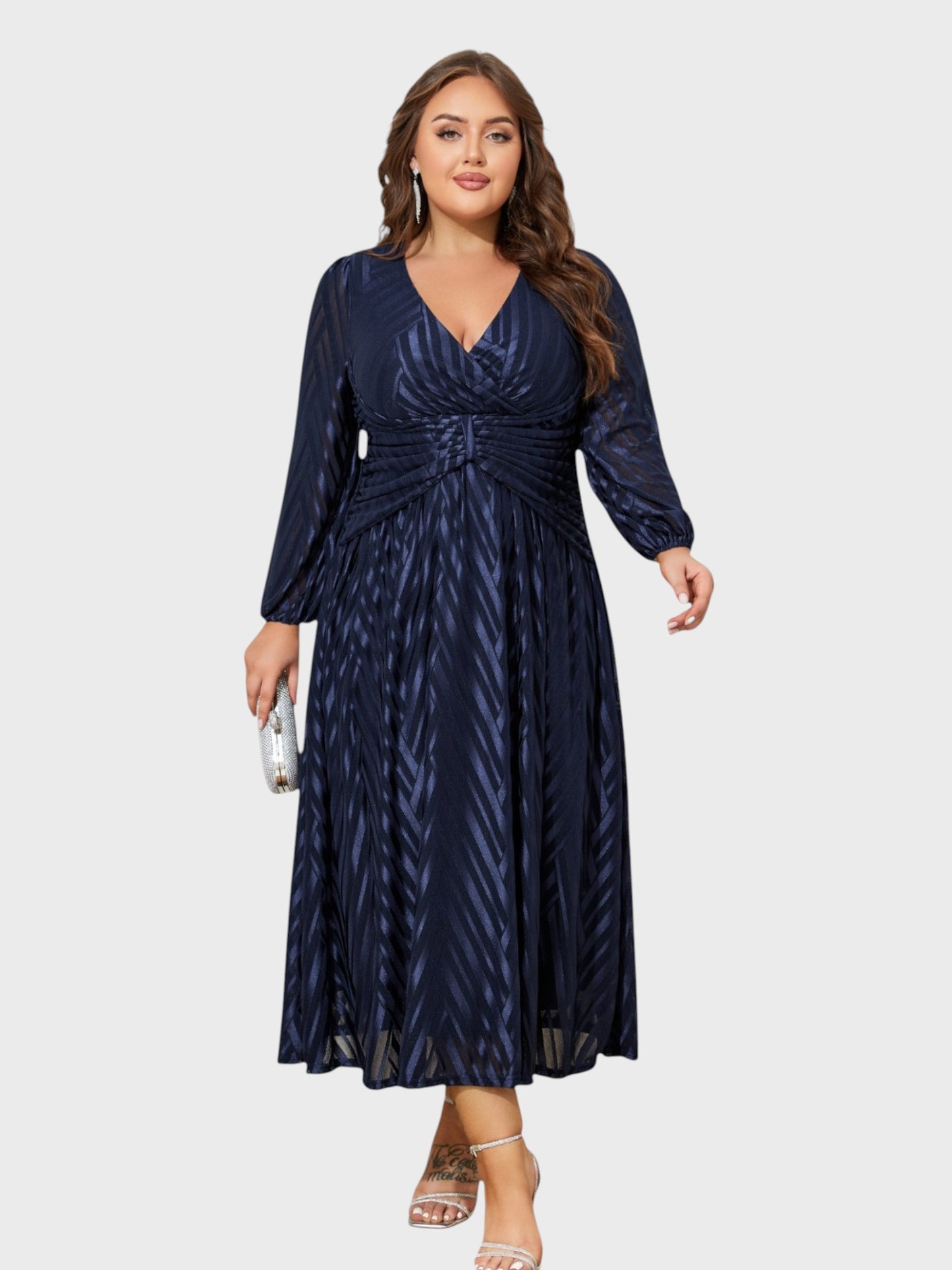 Lapa Plus Women's Party Elegant Mesh Jacquard Dress