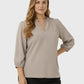Lapa Plus Women's Fall Winter Grey V-Neck Shirt Tops