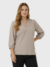 Lapa Plus Women's Fall Winter Grey V-Neck Shirt Tops
