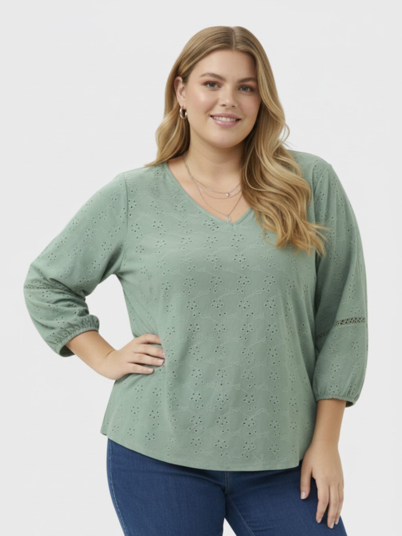 Lapa Plus Women's Fall Winter 3/4 Sleeve Casual Office Tops