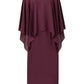 Lapa Plus Women's  Elegant Solid Dress with Shawl Collar