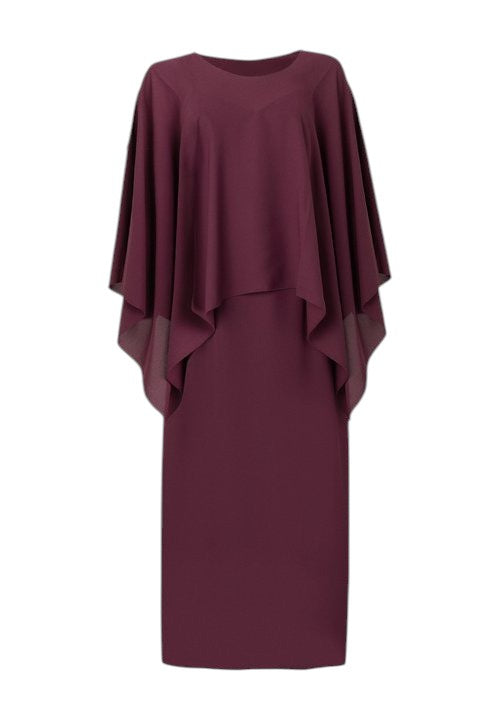 Lapa Plus Women's  Elegant Solid Dress with Shawl Collar