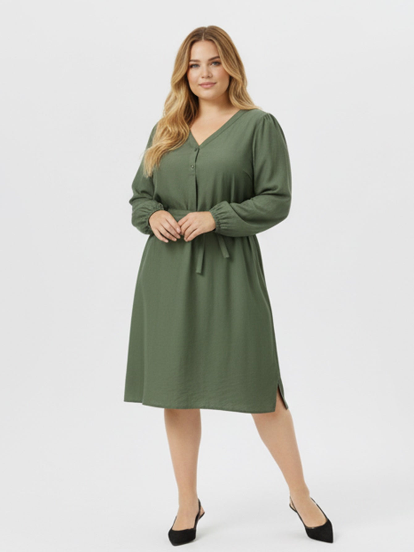Lapa Plus Women's Casual Office Commuting Green Dress