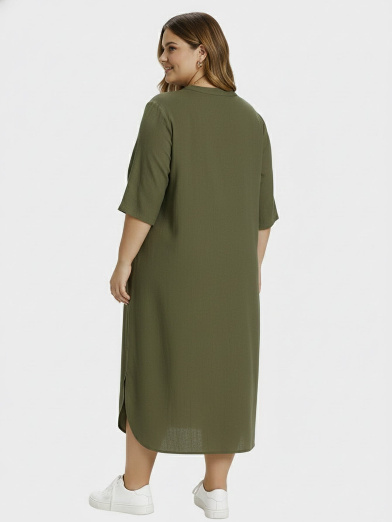 Lapa Plus Women's Daily Wear Pocket Loose Shirt Dress