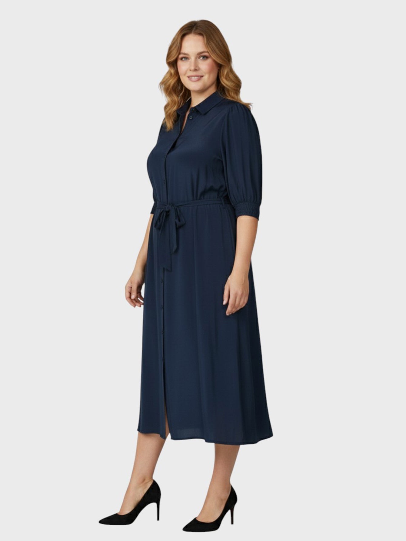 Lapa Plus Women's Office Ready Midi A-line 3/4 Sleeve Dress