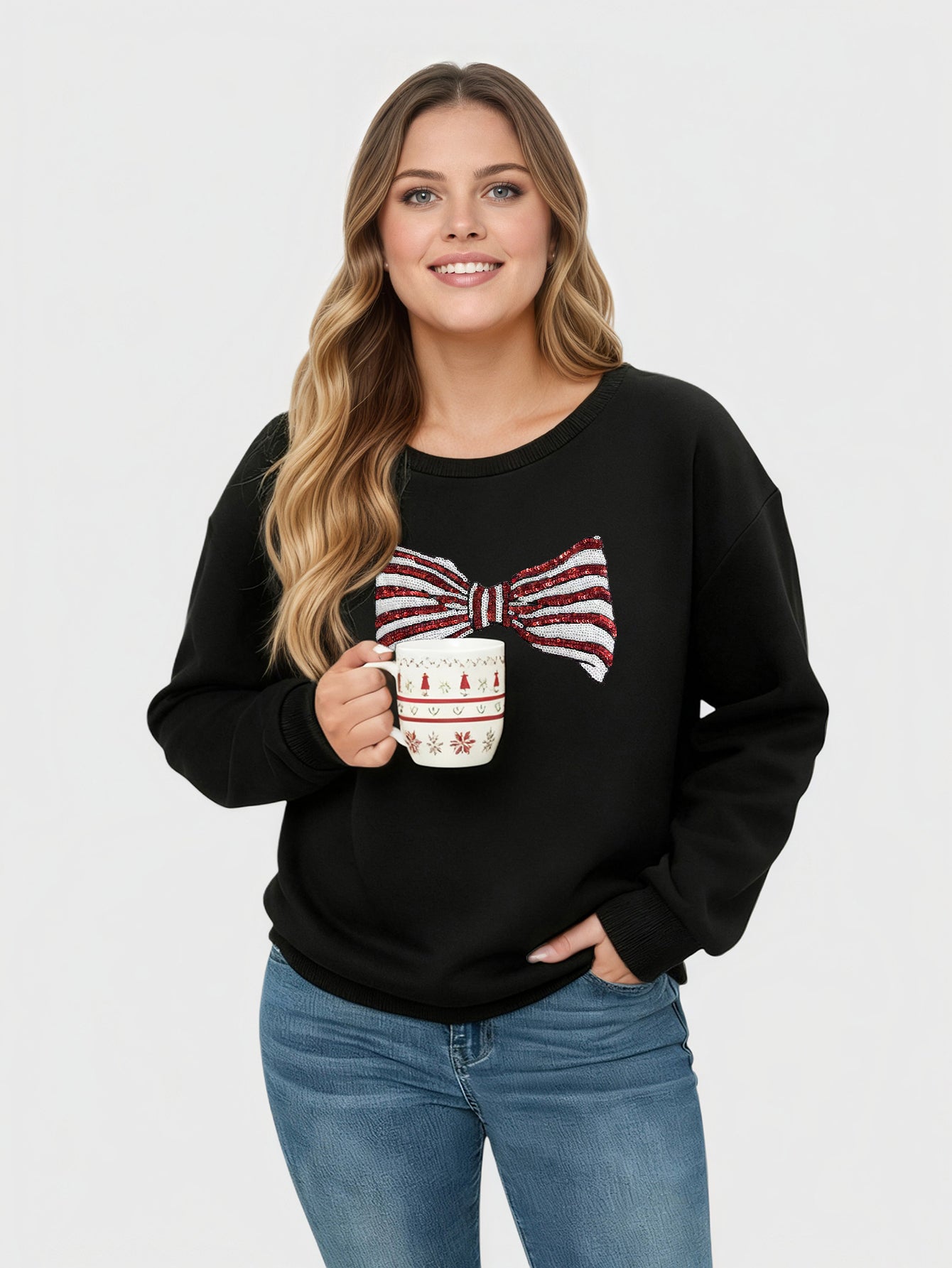 Lapa Plus Women's Custom Pattern Crew Neck Christmas Sweatshirt