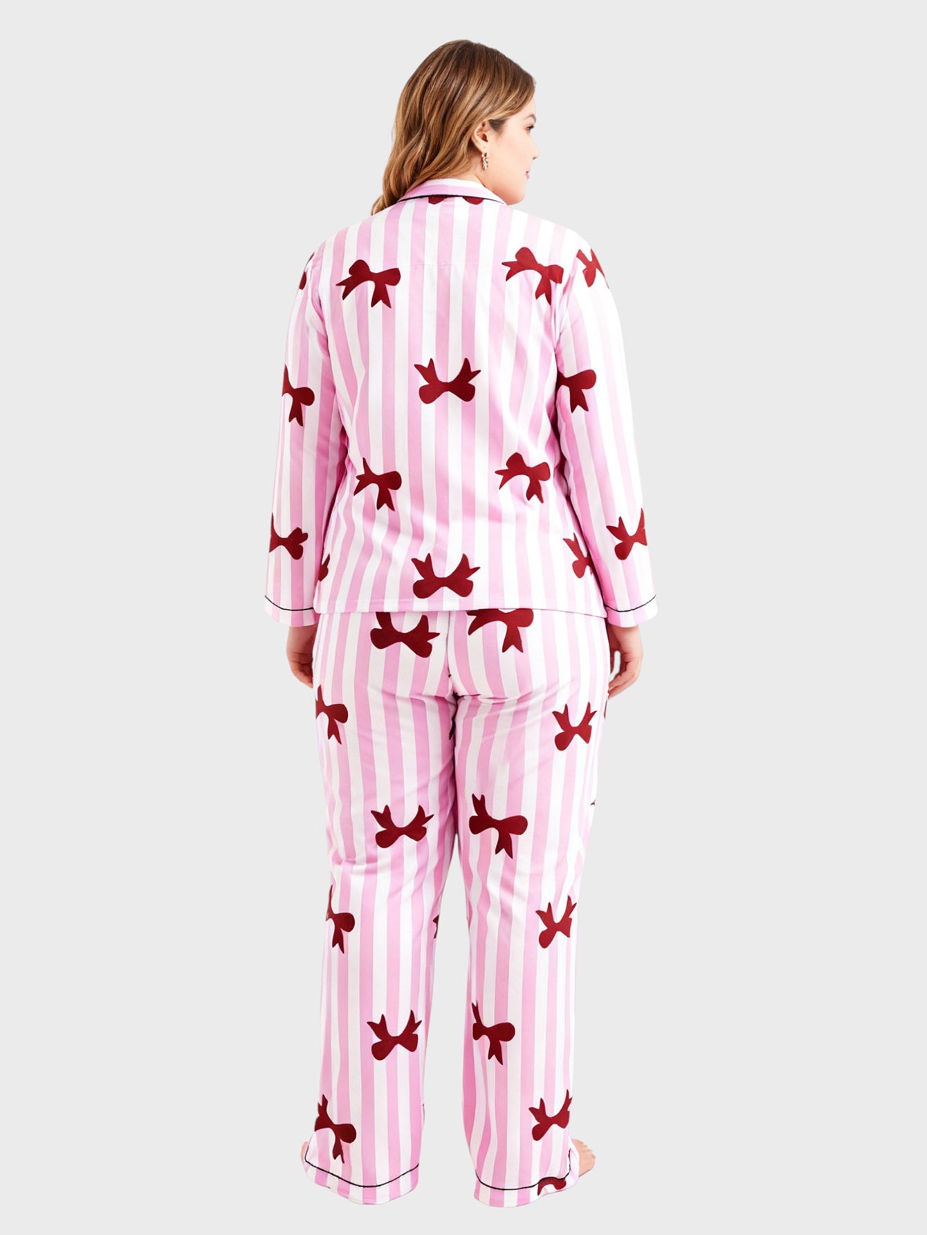 Lapa Plus Women's Christmas Bow Tie Top Set