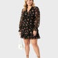 Lapa Plus Women's V-Neck Frilled Printed Chiffon Dress