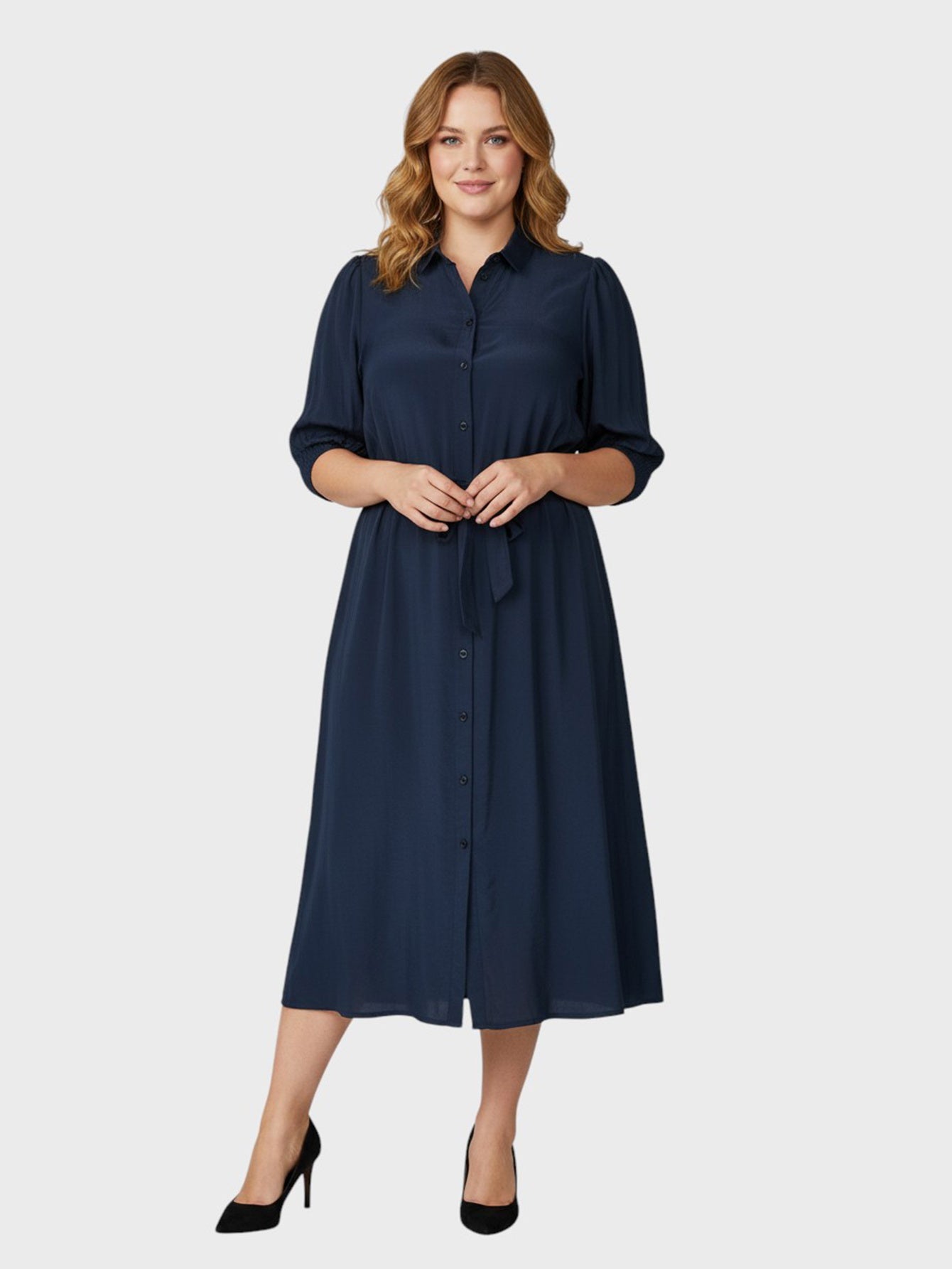 Lapa Plus Women's Office Ready Midi A-line 3/4 Sleeve Dress