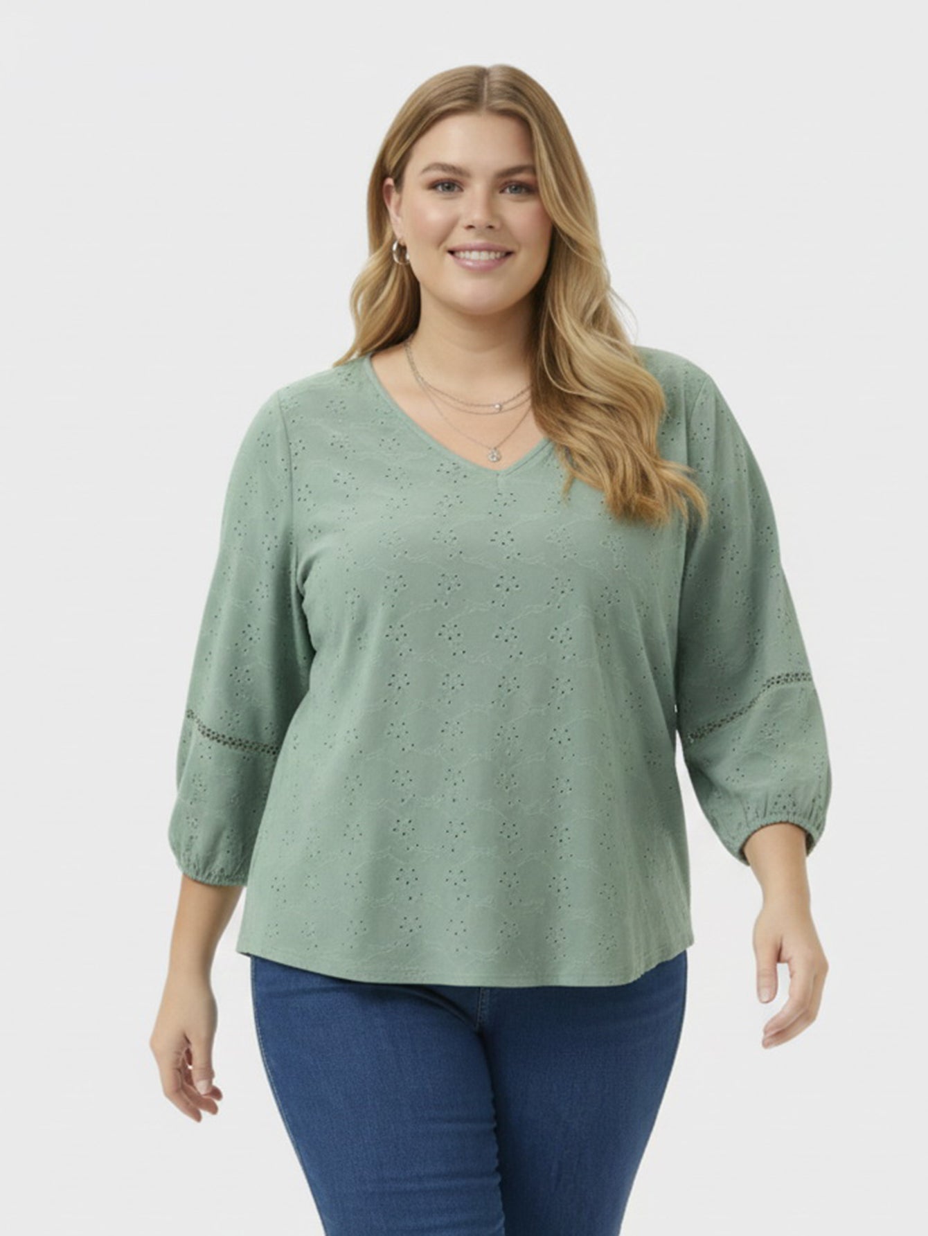 Lapa Plus Women's Fall Winter 3/4 Sleeve Casual Office Tops