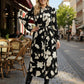 Lapa Plus Women's Black and White Printed Dress