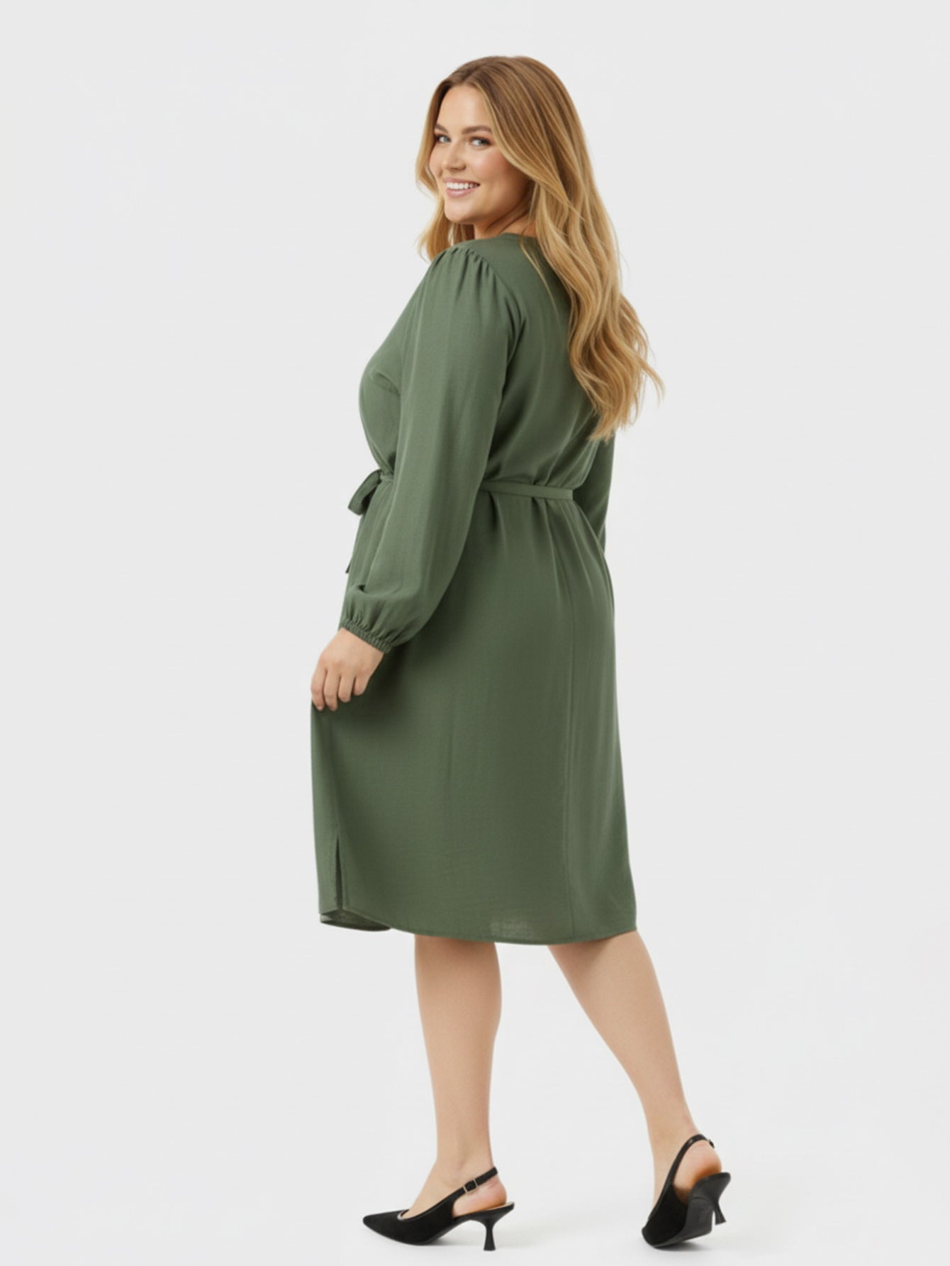 Lapa Plus Women's Casual Office Commuting Green Dress