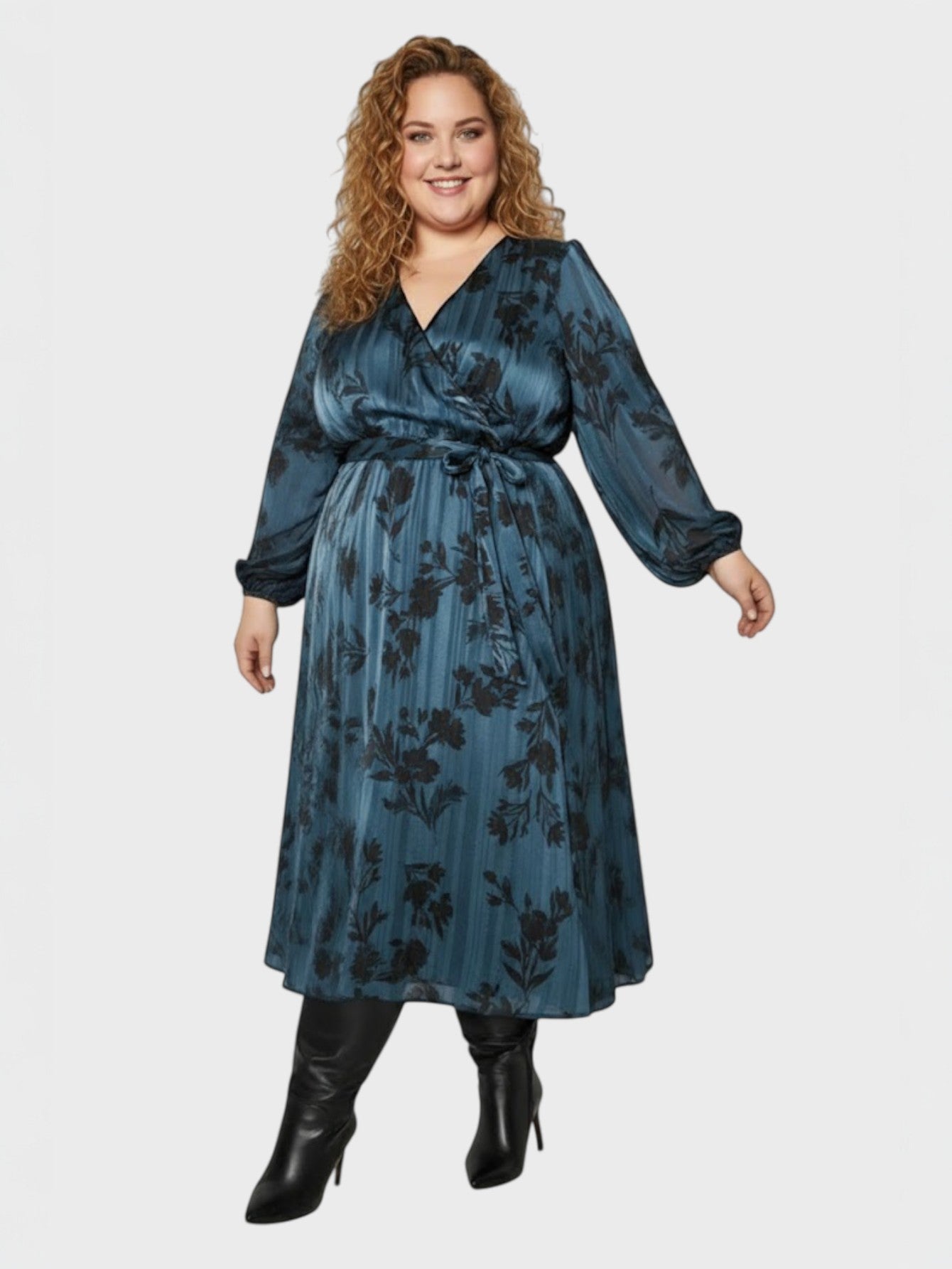 Lapa Plus Women's Holiday Party Floral Wrap Dress