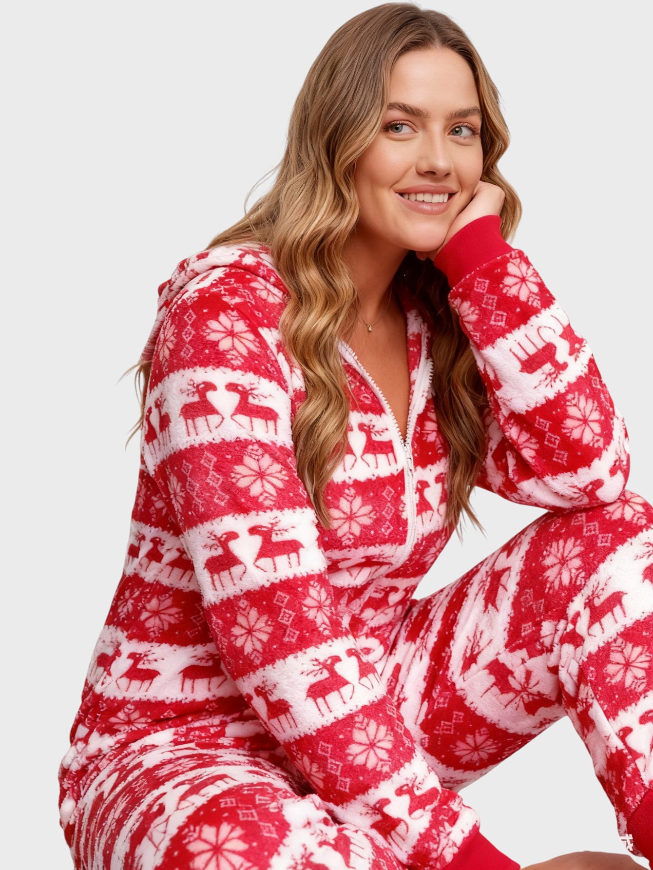 Lapa Plus Women's Custom Printed Christmas Zipper Jumpsuit