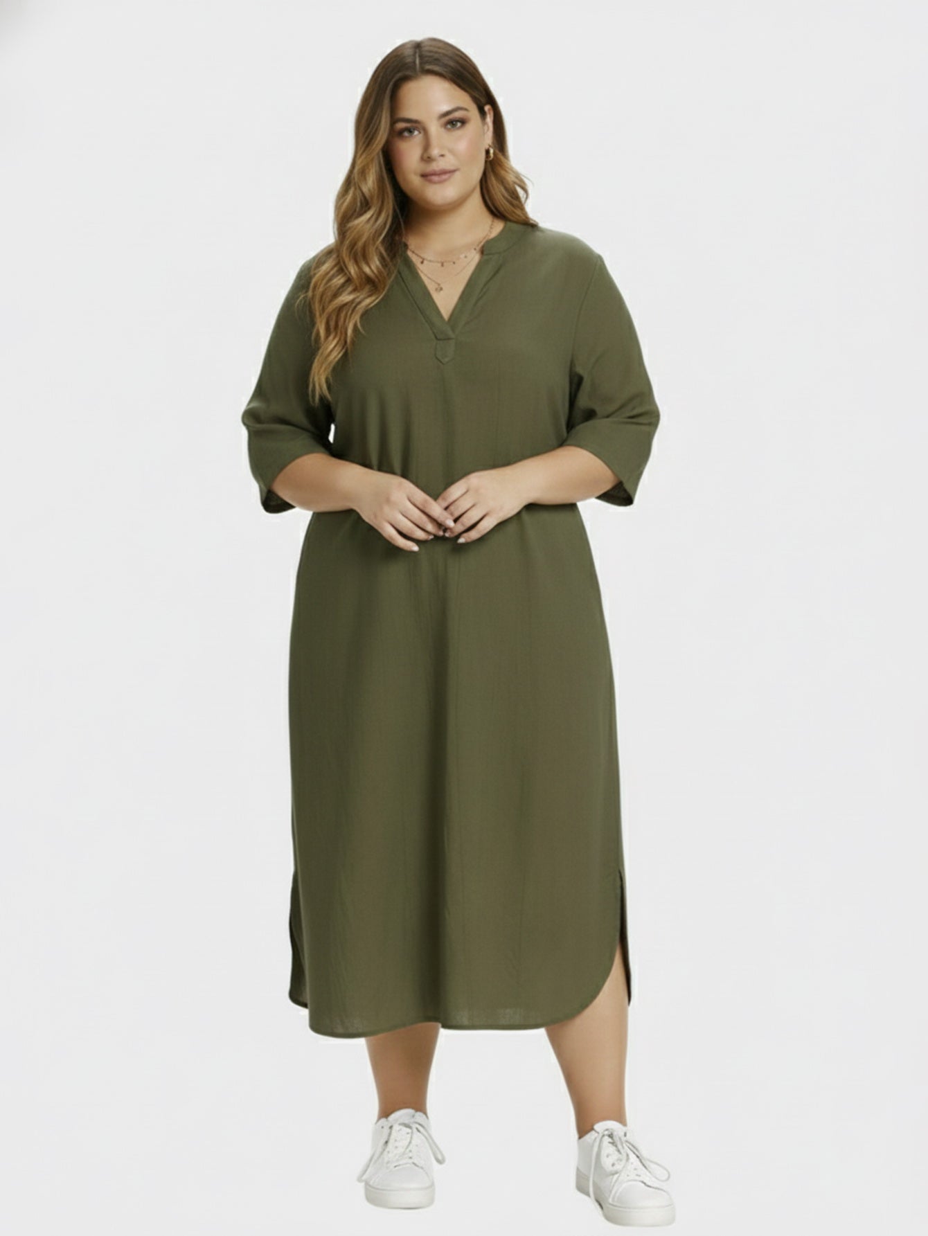 Lapa Plus Women's Daily Wear Pocket Loose Shirt Dress