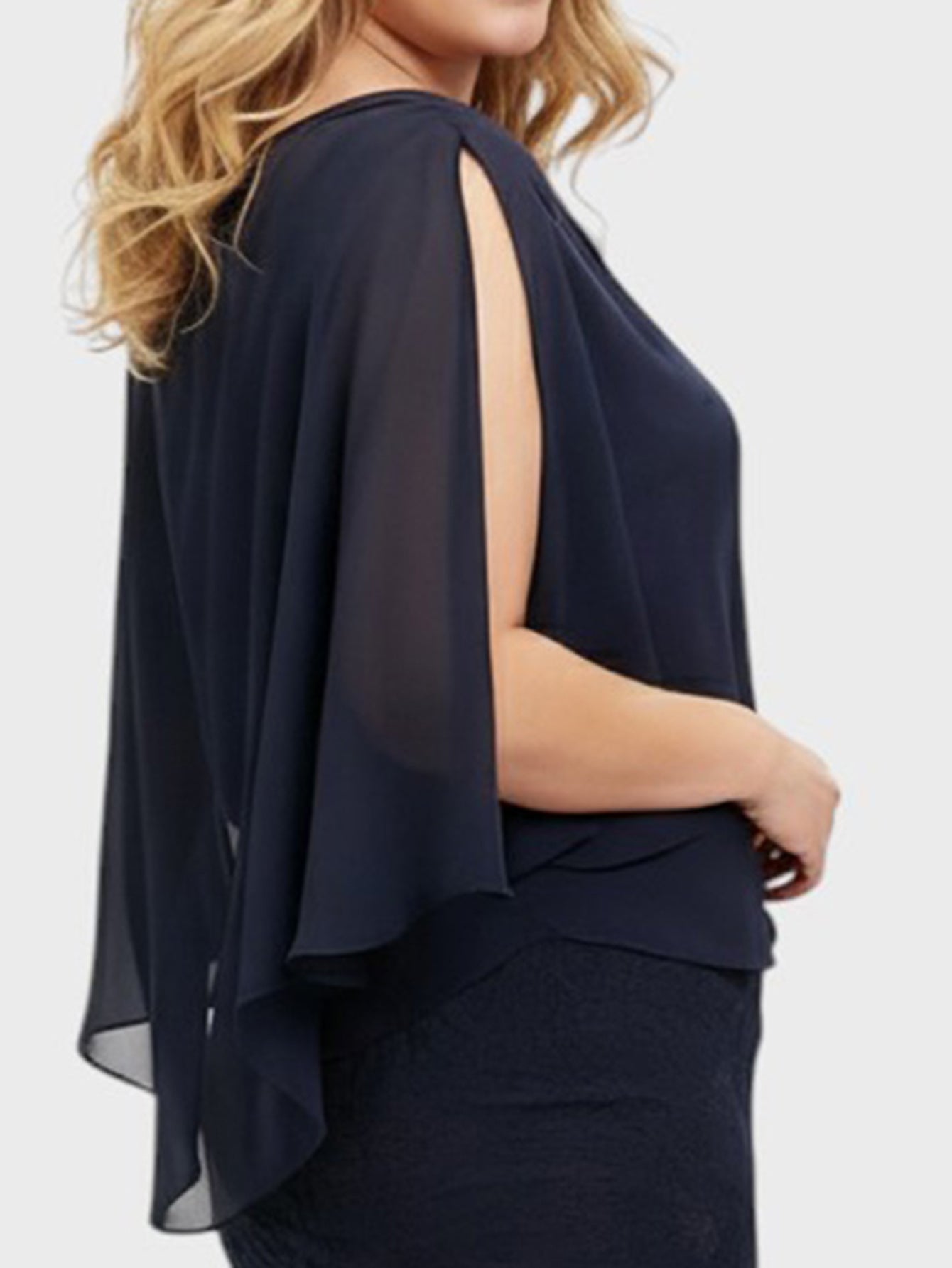 Lapa Plus Women's Dress with Shawl and Lace Hem
