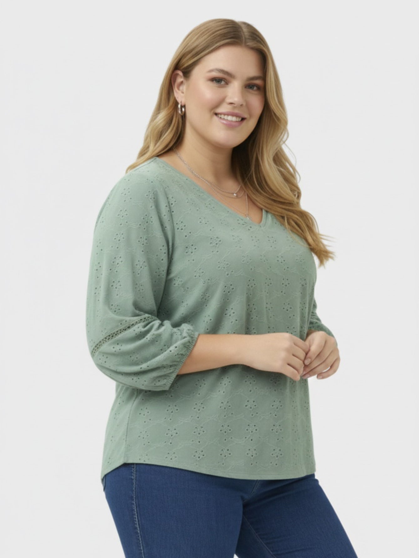 Lapa Plus Women's Fall Winter 3/4 Sleeve Casual Office Tops