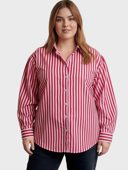 Lapa Plus Women's Christmas Red Striped Top
