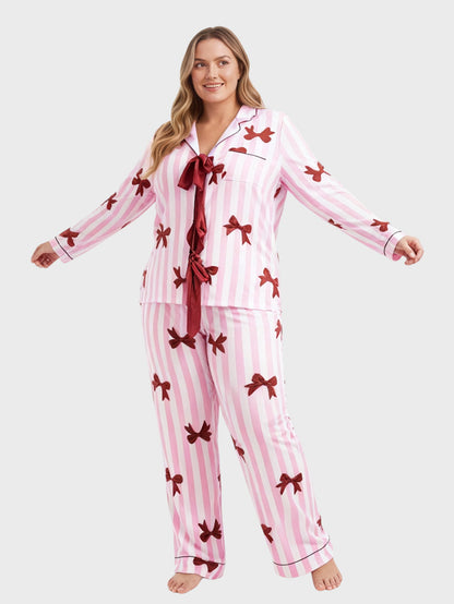 Lapa Plus Women's Christmas Bow Tie Top Set