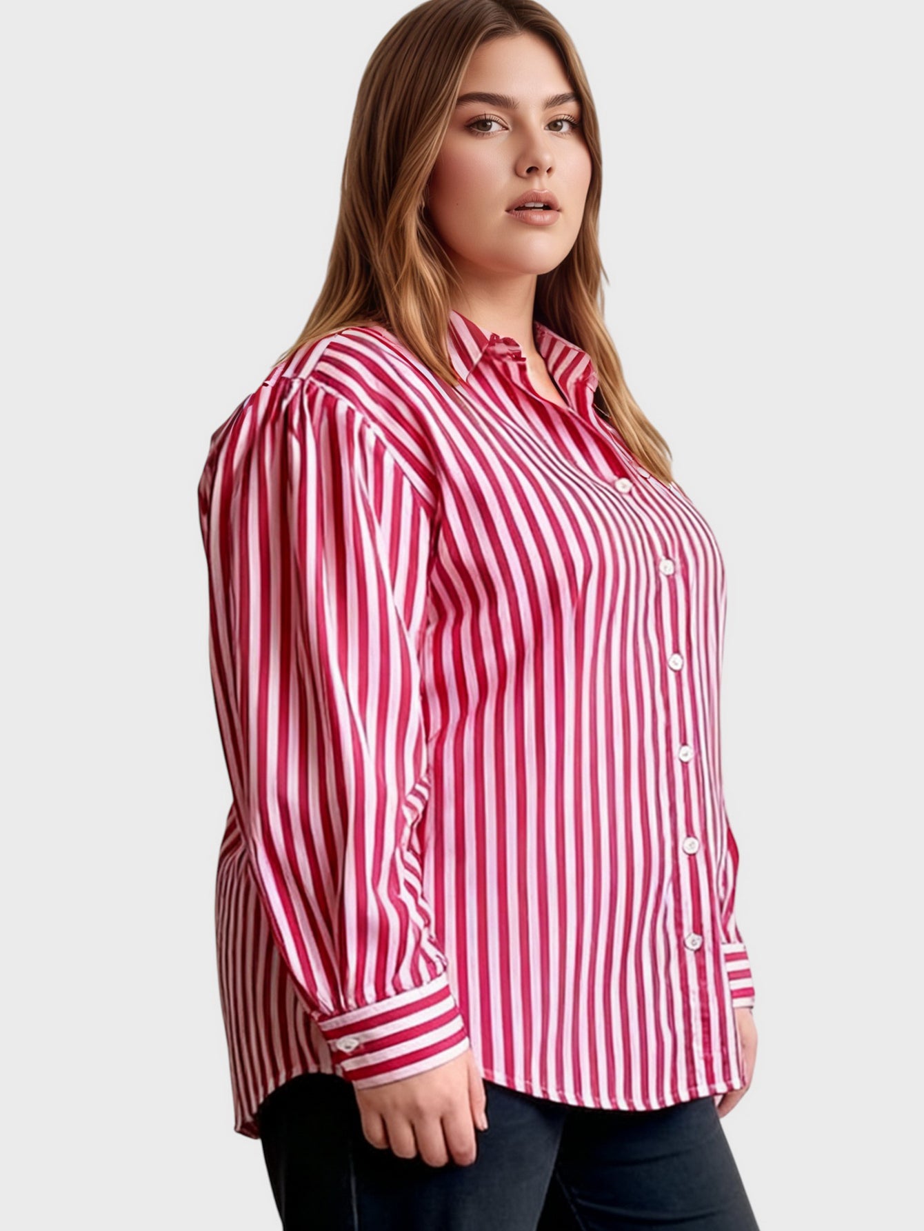 Lapa Plus Women's Christmas Red Striped Top