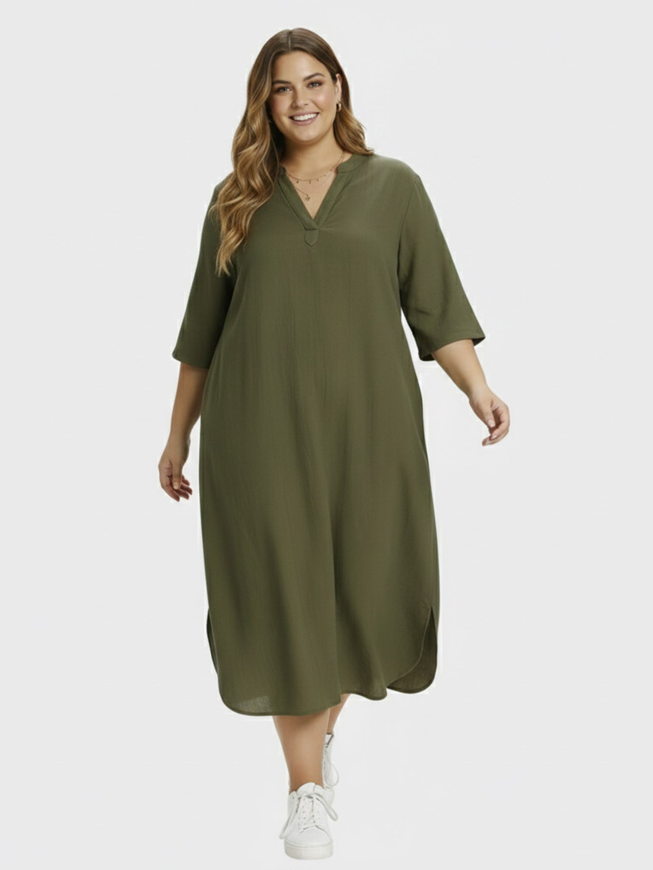 Lapa Plus Women's Daily Wear Pocket Loose Shirt Dress