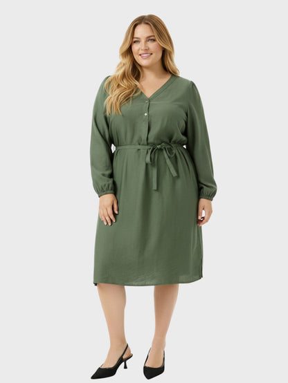 Lapa Plus Women's Casual Office Commuting Green Dress
