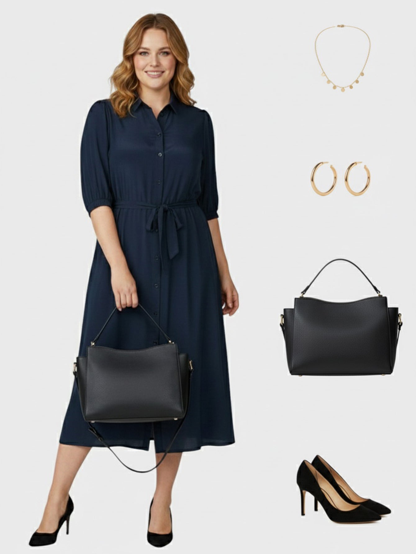 Lapa Plus Women's Office Ready Midi A-line 3/4 Sleeve Dress