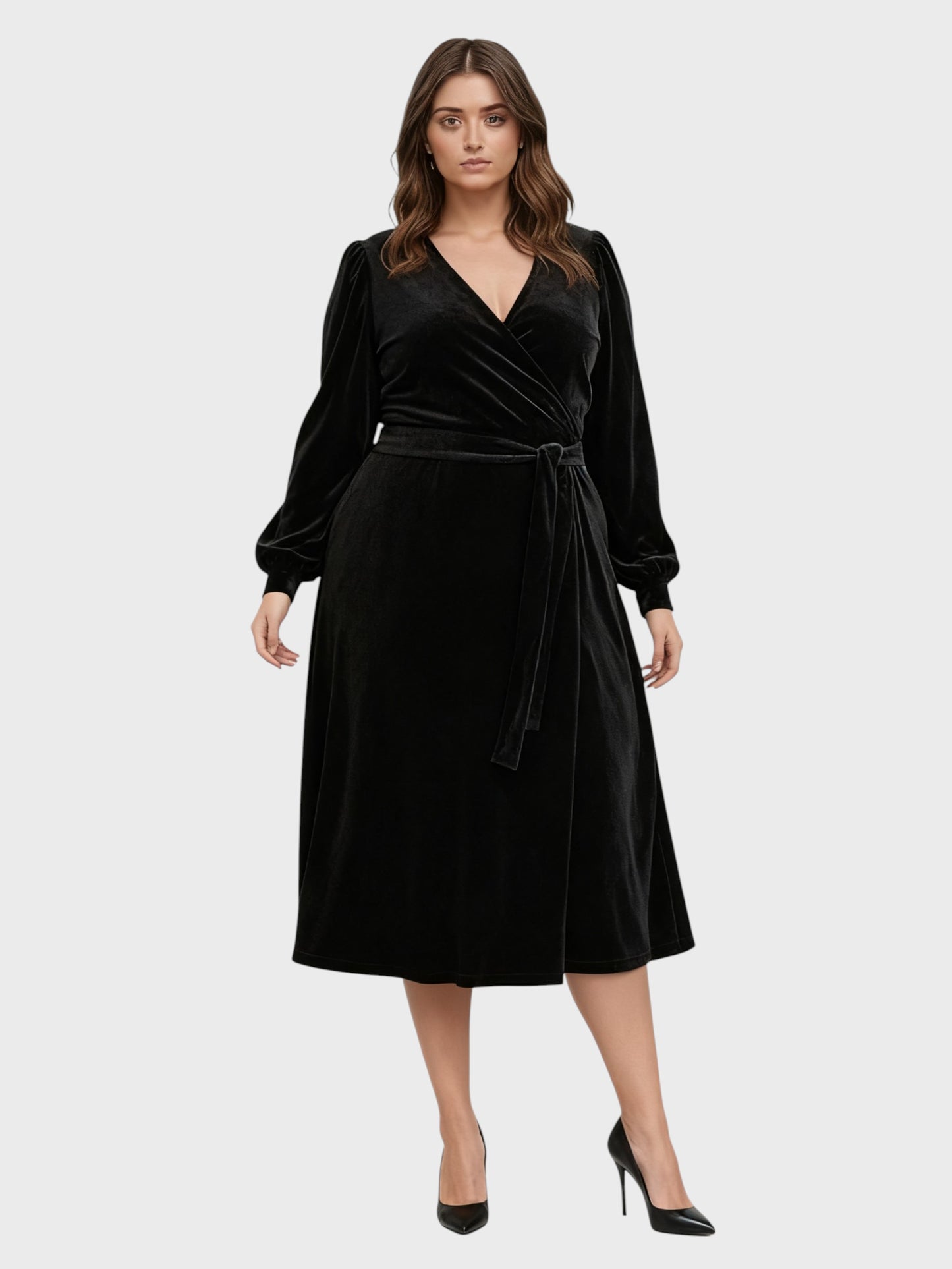 Lapa Plus Women's Velvet Tie-Waist Dress