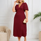 Lapa Plus Women's Elegant V-Neck Dress with Back Tie Detail